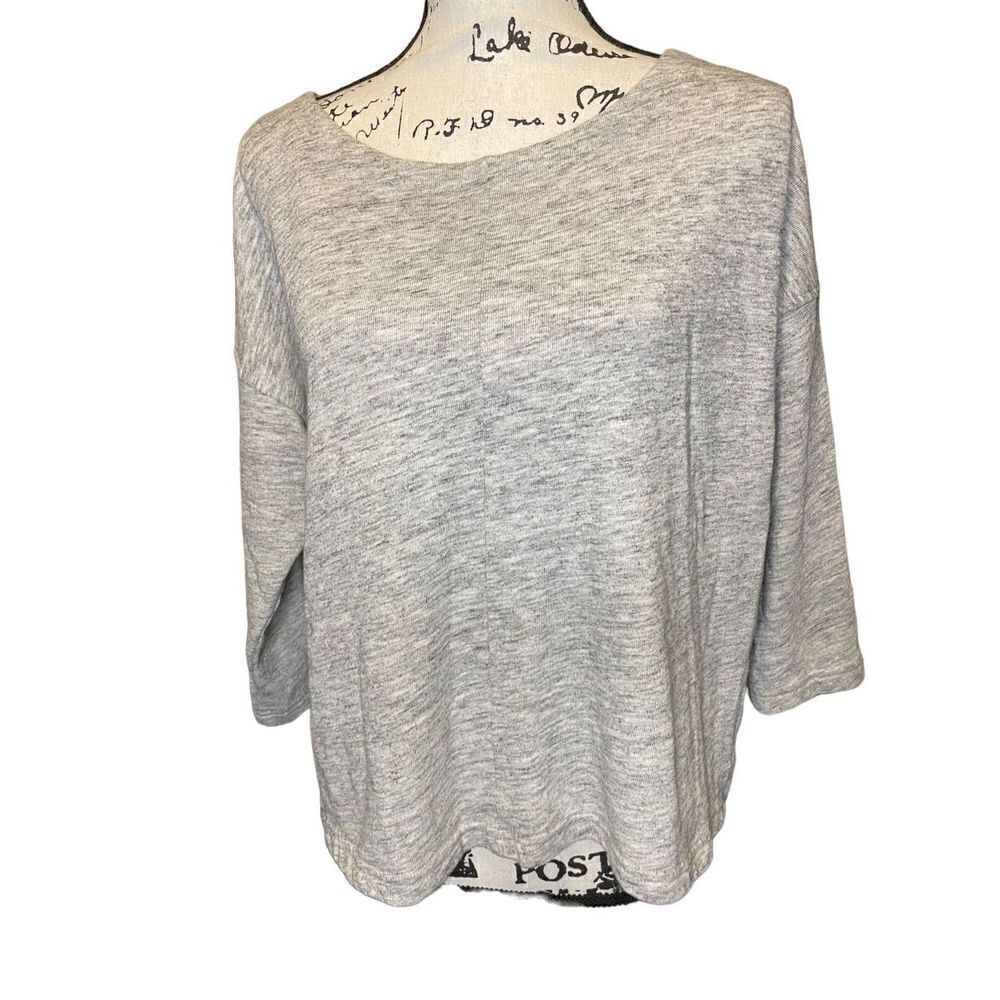 Madewell Heather Gray‎ Boat Neck 3/4 Sleeve Top Women's Size Medium